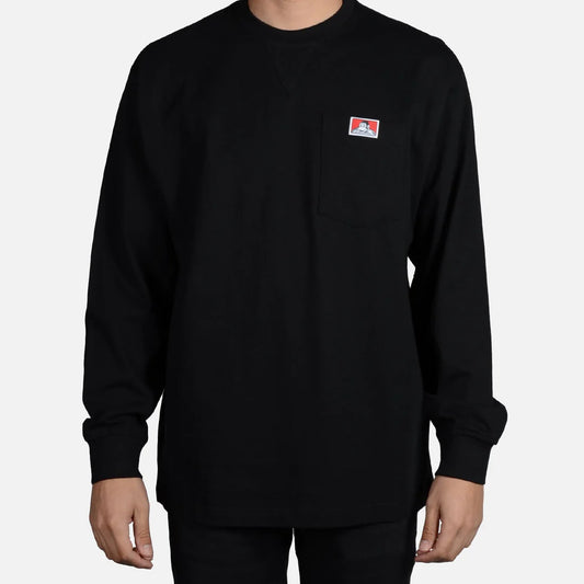 Ben Davis Men's Heavy Duty Long Sleeve Pocket T-Shirt - Black