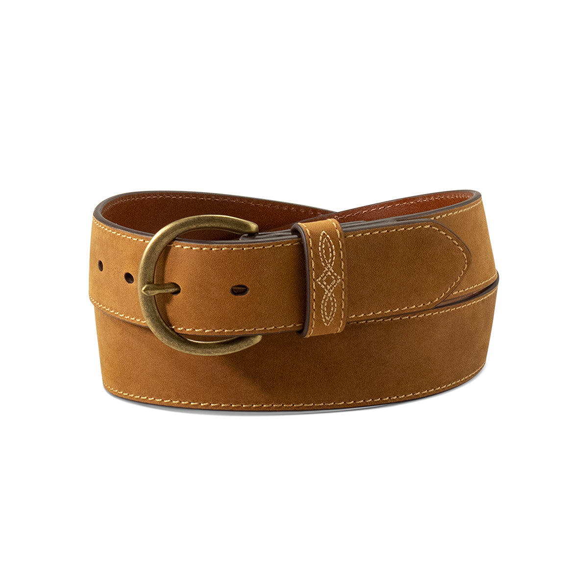 Ariat Brown Plain Leather Belt with Boot Stitching