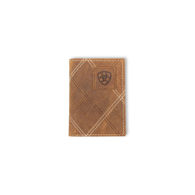 Ariat Men’s Trifold Wallet – Cross Stitch Patch Tan