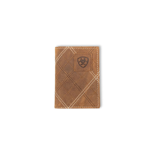 Ariat Men’s Trifold Wallet – Cross Stitch Patch Tan