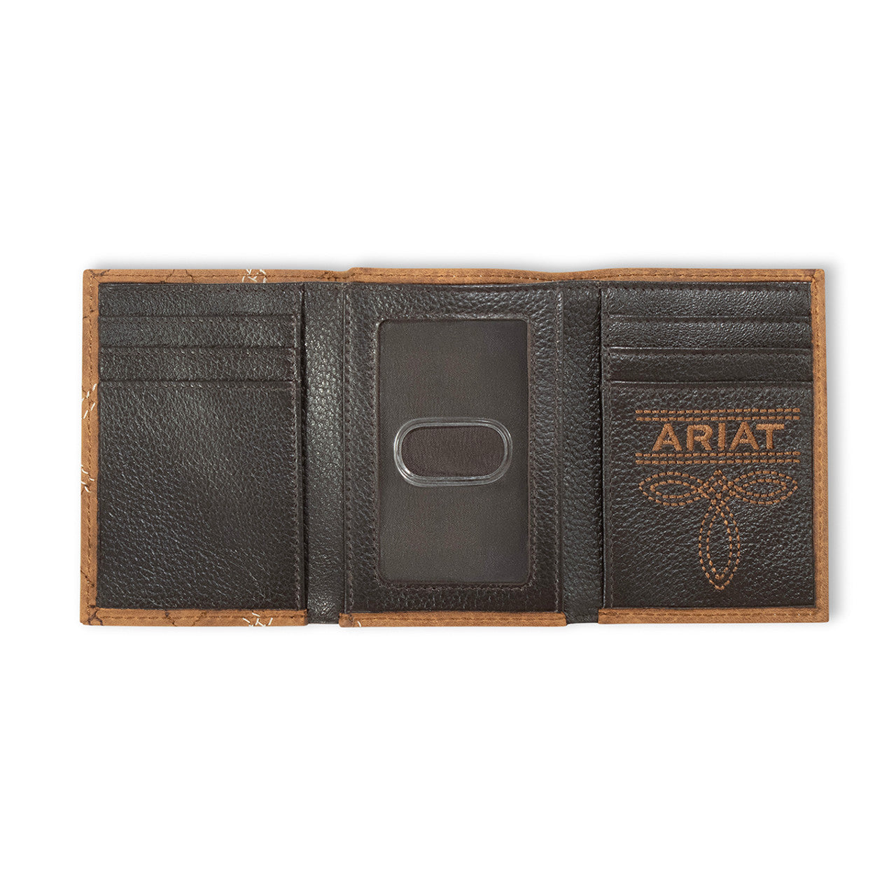 Ariat Men’s Trifold Wallet – Cross Stitch Patch Tan
