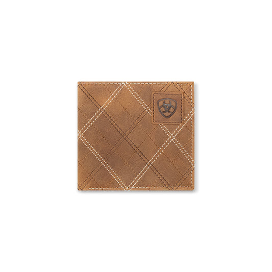 Ariat Men’s Bifold Wallet – Cross Stitch Patch Tan
