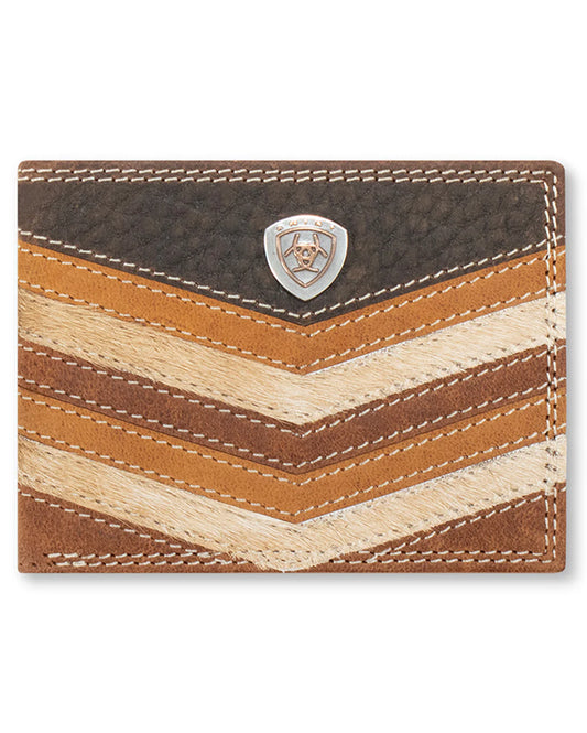 Ariat Men’s Calf Hair Chevron Patchwork Wallet