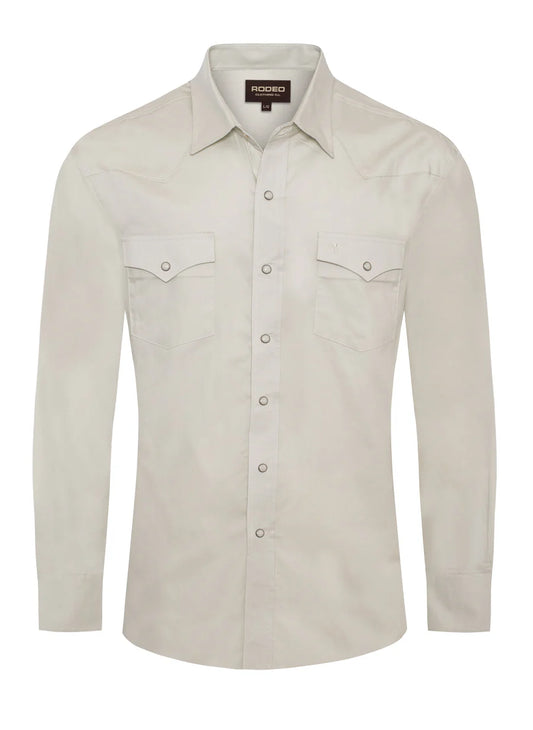 Rodeo Clothing Men's Long Sleeve Shirt - Solid Twill Ivory