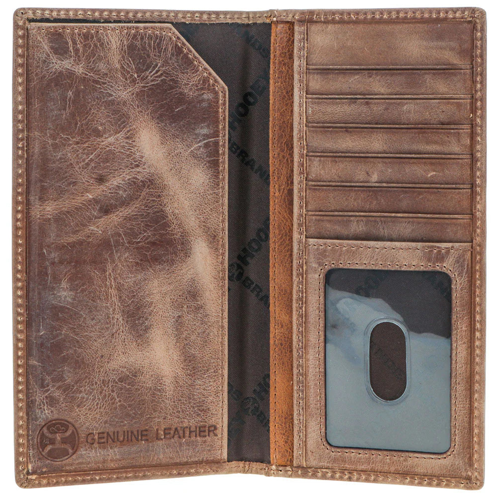 Hooey "Dalton" Smooth Brown with Stitching Rodeo Wallet and Hooey Logo Rivet