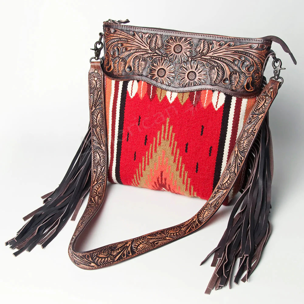 American Darling Leather Large Cross Body Fringe Purse