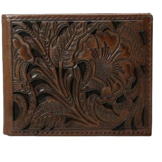 Ariat Floral Embossed Brown Bi-Fold Wallet