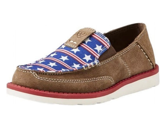 Ariat Youth Cruiser - Tan Suede with Stars & Stripes