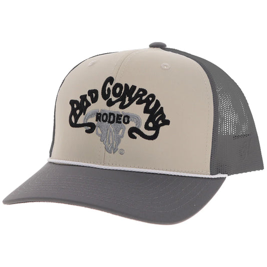 Hooey Ball Cap Bad Company Cream and Grey with Embroidered Logo