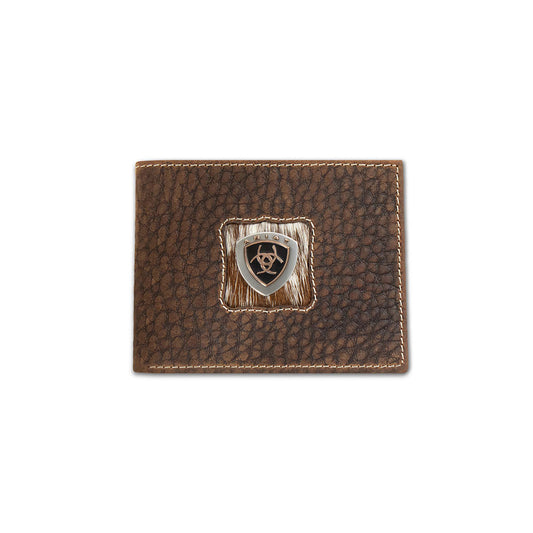 Ariat Men's Brown Bifold Calf Hair Patch Wallet