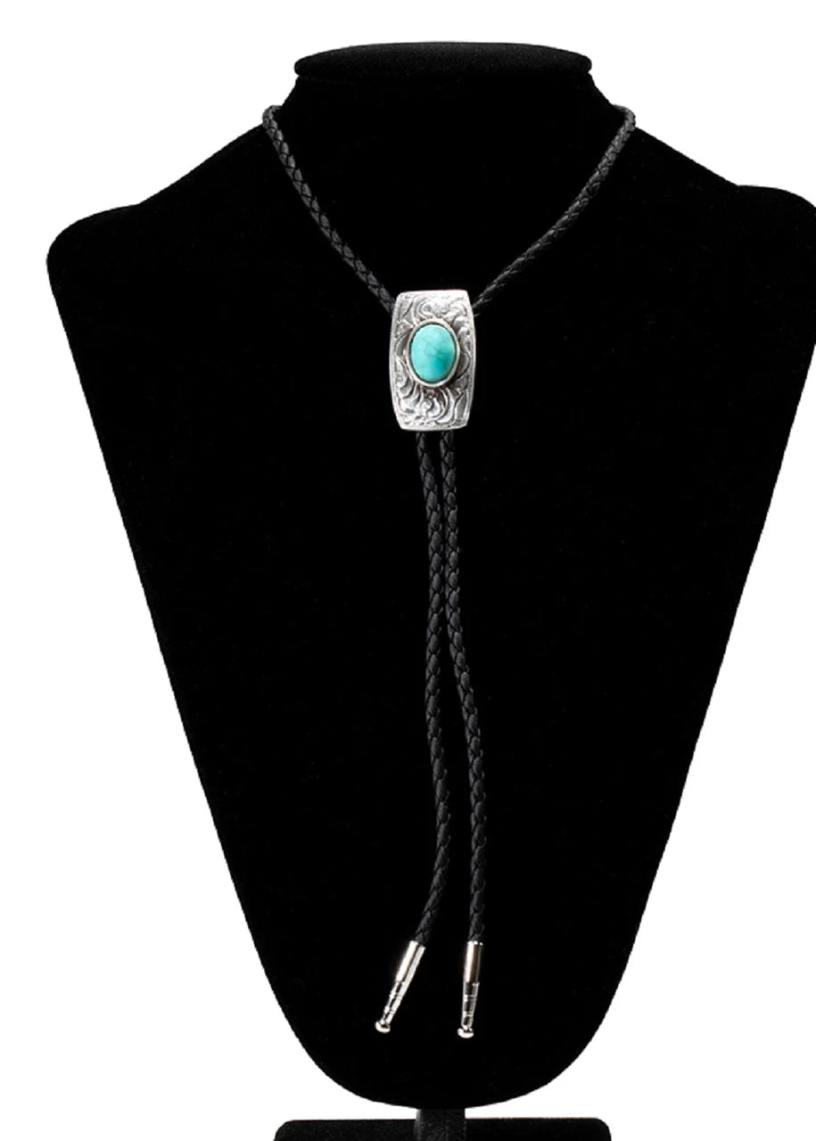 Double S Bolo Tie - Scroll Turquoise
