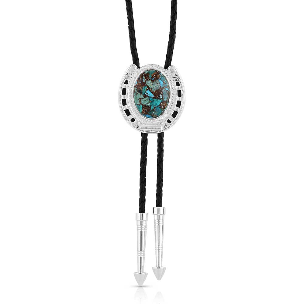 Montana Silversmith The Pioneer's Horseshoe Turquoise Bolo Tie