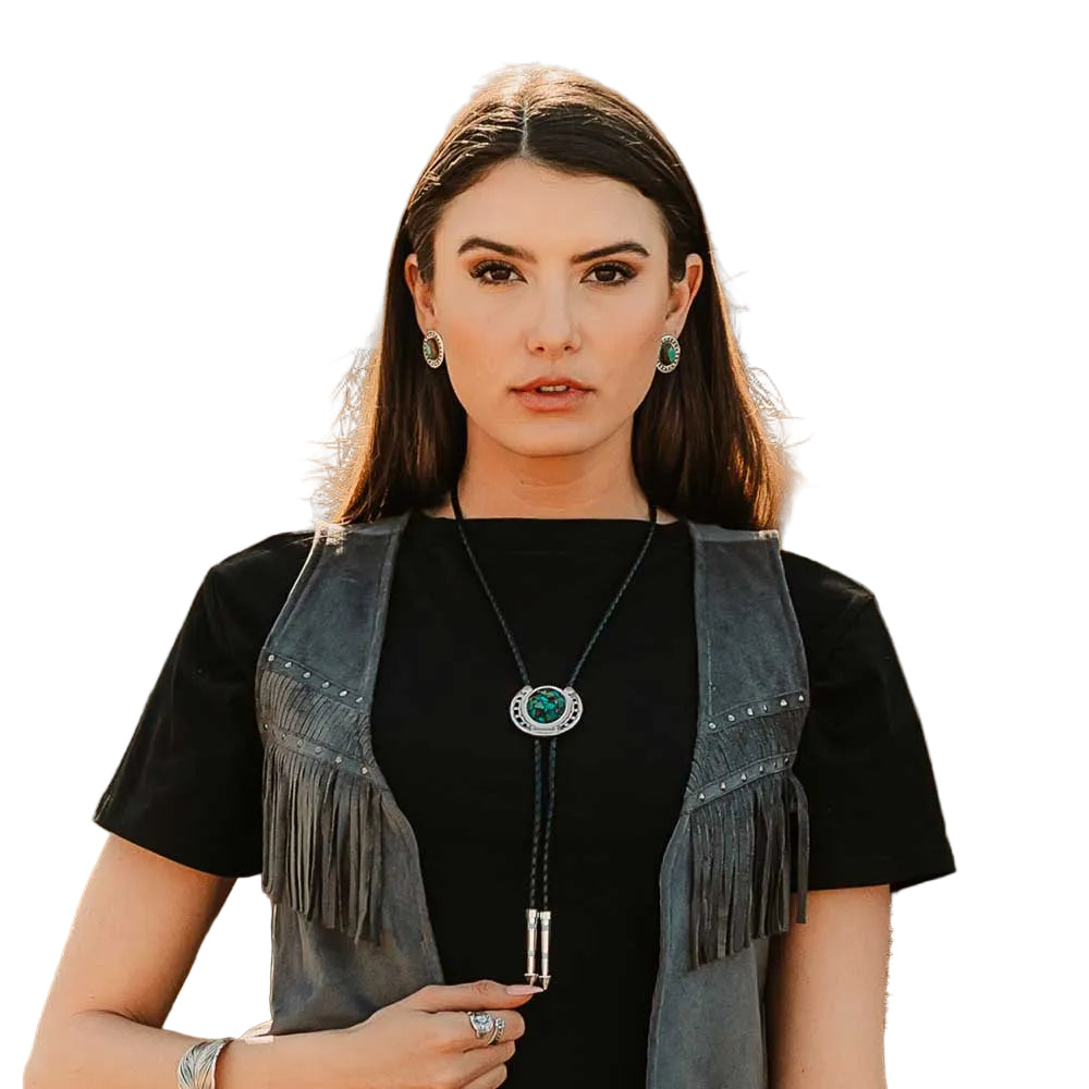 Montana Silversmith The Pioneer's Horseshoe Turquoise Bolo Tie