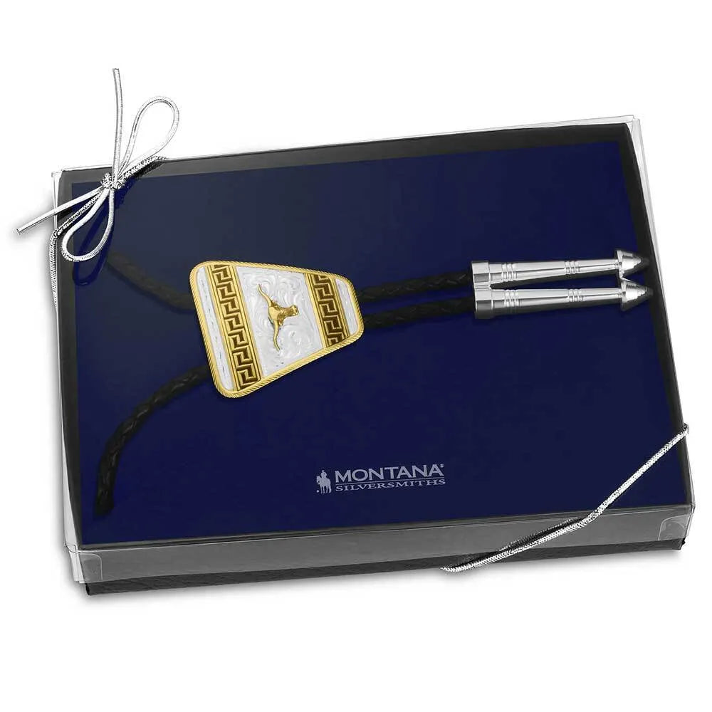 Montana Silversmith Honor and Grit Bolo Tie with Longhorn
