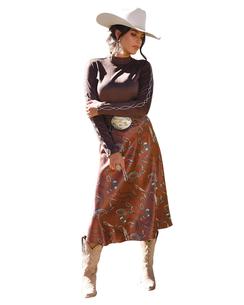 Cruel Denim Women's Brown Mock Neck Top