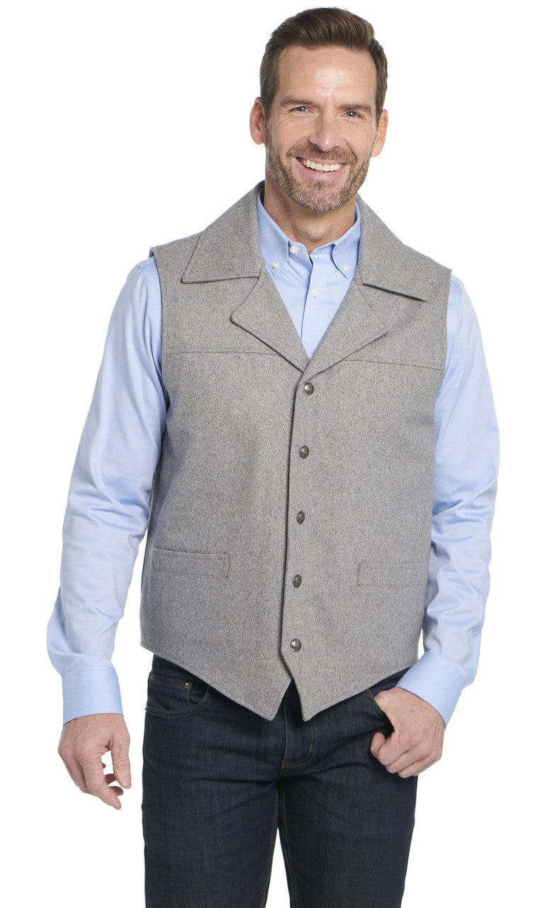 Cripple Creek Men's Vest - Collared Dove Grey Wool with Concealed Carry Pocket