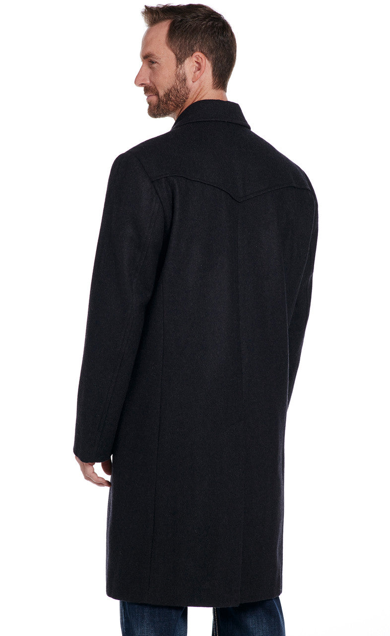Cripple Creek Men's Heather Black Wool Melton Overcoat With Concealed Carry Pocket