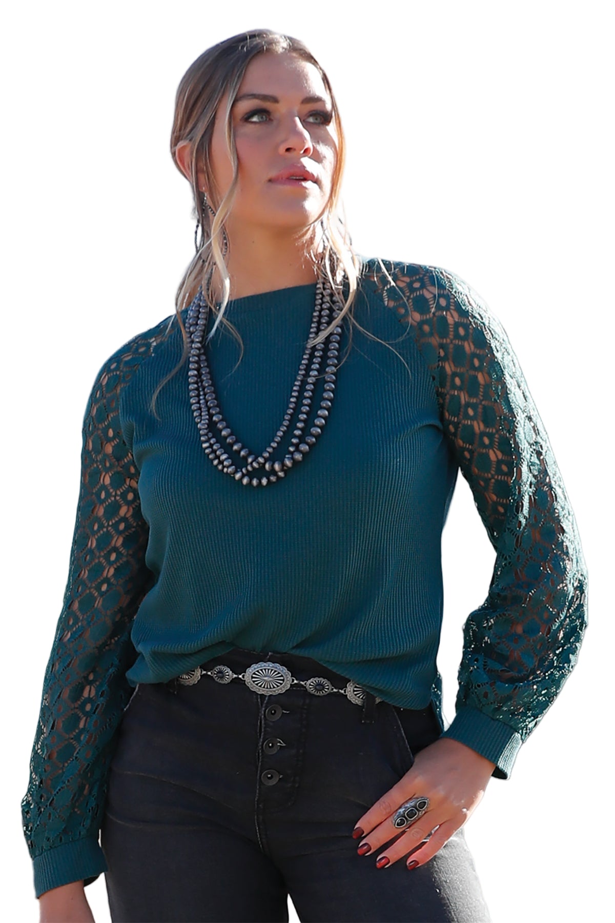 Cruel Denim Women's Forest Green Knit Top