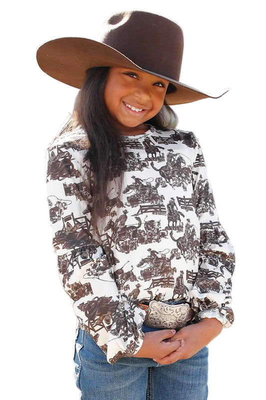 Cruel Girl Cream Western Print Knit Shirt