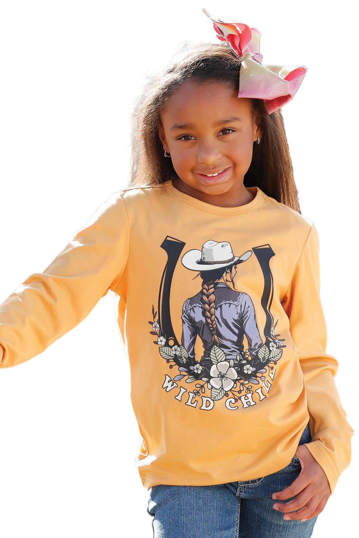 Cruel Girls Yellow Wild Child Long Sleeve T-Shirt with Graphic on Front