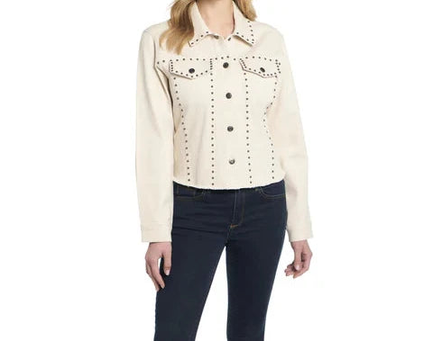 Cripple Creek Women's Unlined Studded Pebblebrook Cotton Blend Jacket