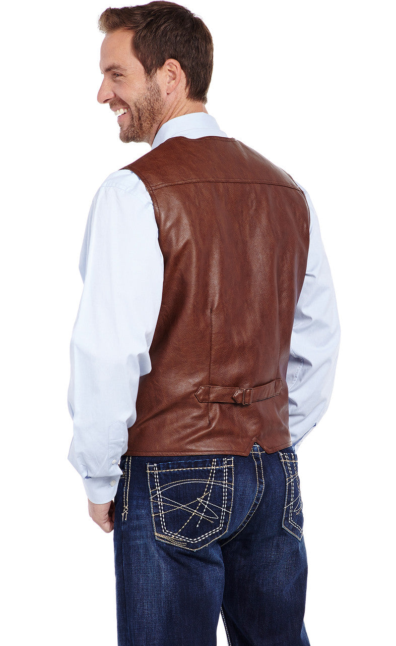 Cripple Creek Men's Leather Vest - Whiskey