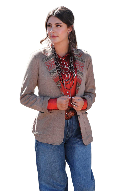 Cinch Women's Stone Blazer with Southwest Print Lapels