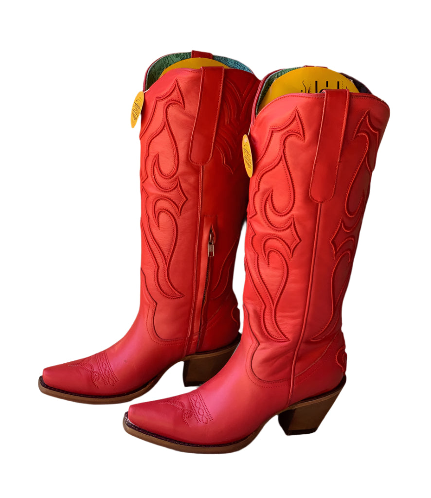 Corral Women's Corral Ruby Red Tall Top Stitch and Inlay Boots ...