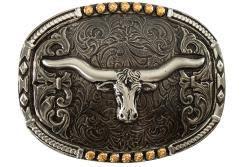 Crumrine Oval Long Horn Buckle Silver