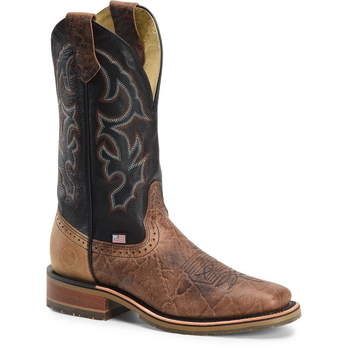 Double H Men's Boots - Grissom Brown & Black Wide Square Toe Boots