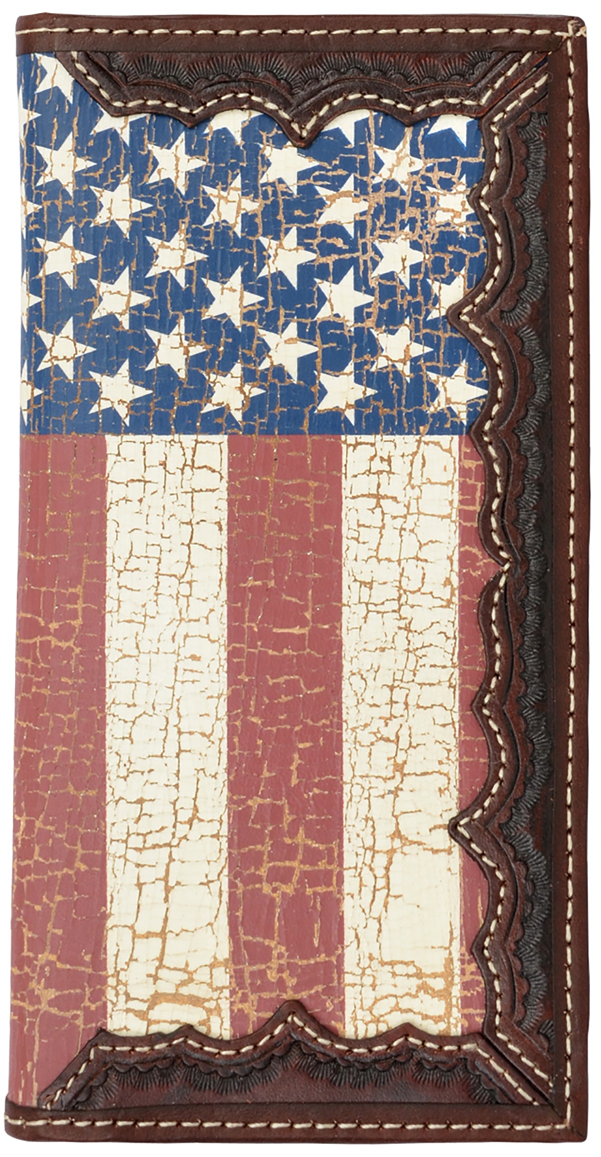 3-D Belt Co. Wallet - USA Flag with Tan Edge Rodeo Wallet