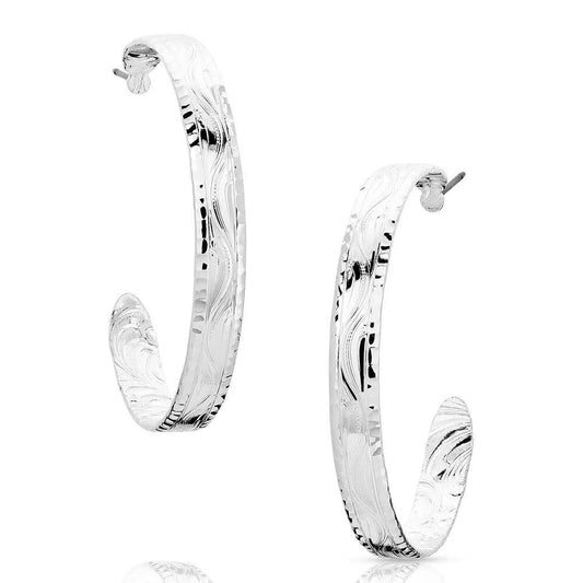 Montana Silversmith Timeless Elegance Chiseled Hoop Earrings