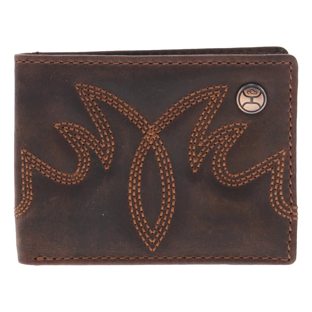 Hooey Wyatt Front Pocket Bifold Wallet Brown Leather