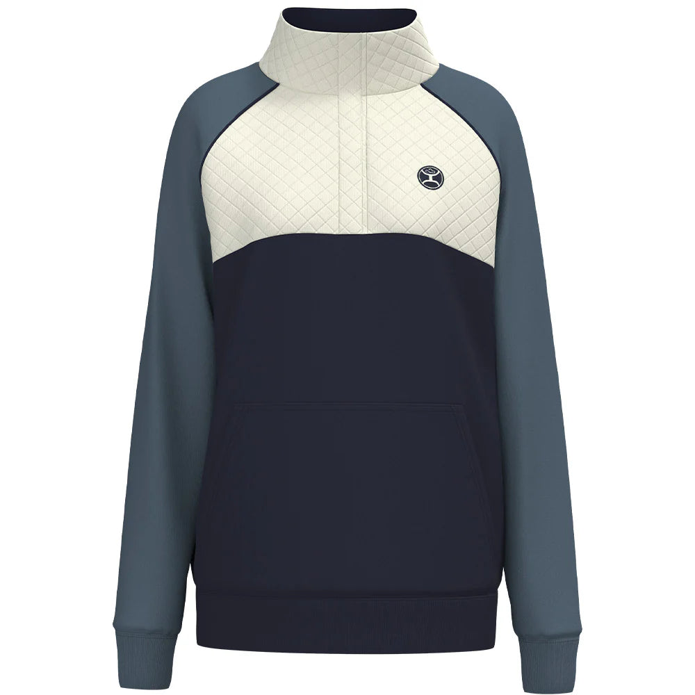 Hooey Women's "The Prime 1/4 Zip" Cream and Navy Pullover