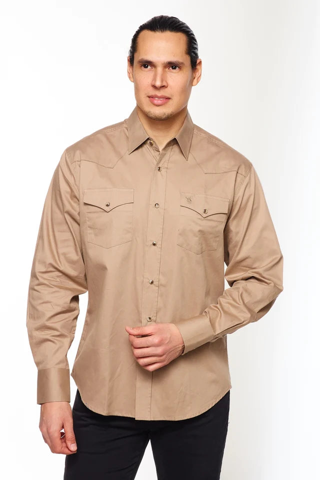 Rodeo Clothing Men's Long Sleeve Shirt - Solid Khaki