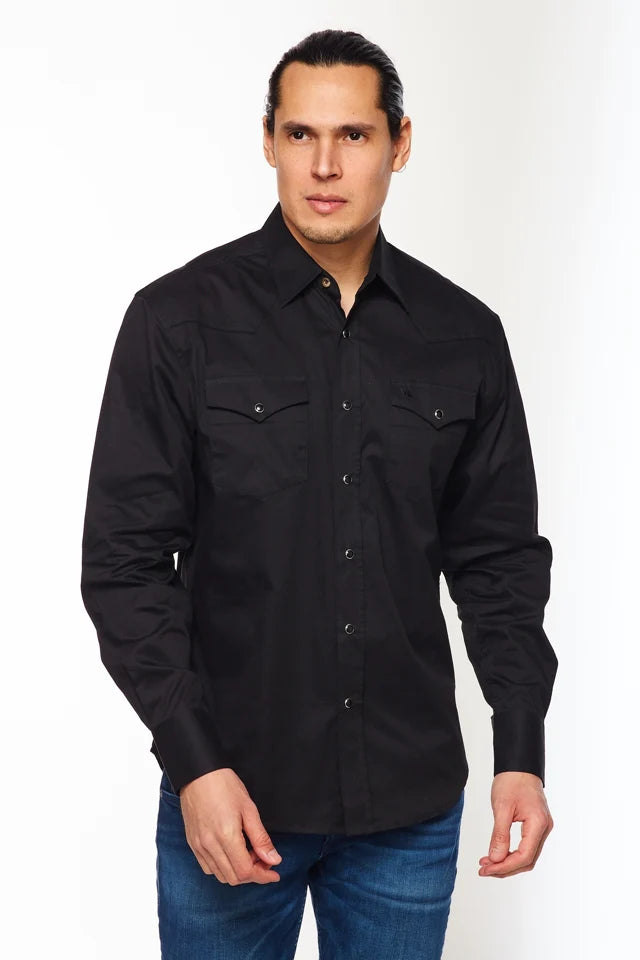 Rodeo Clothing Co. Men's Long Sleeve Shirt - Solid Black