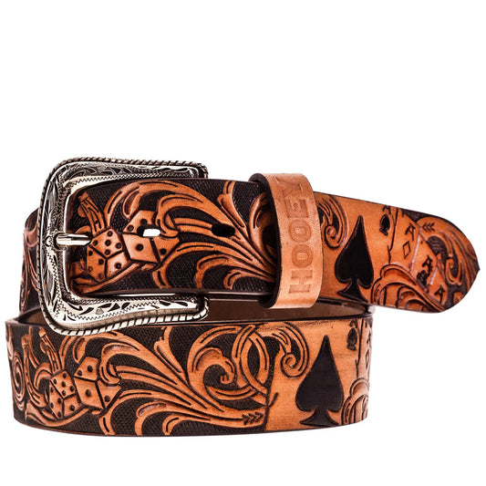 Hooey "Gambler" Vegas Brown Filigree Belt with Black Hand-Painted Accents