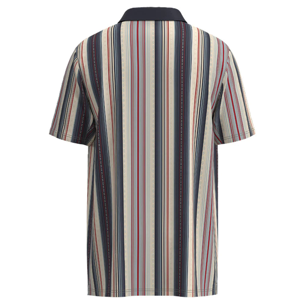 Hooey Men's Short Sleeve "The Weekender" Polo Grey with Red and Blue Stripes