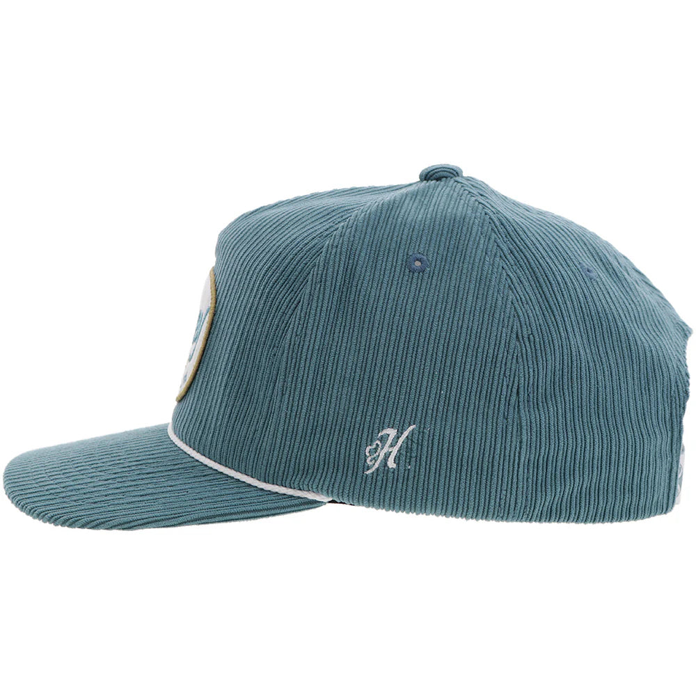 Hooey Ball Cap Teal Corduroy with White, Teal and Tan Patch