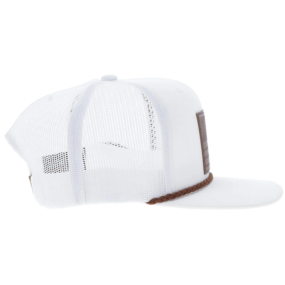 Hooey Ball Cap "Liberty Roper" White with Leather Patch