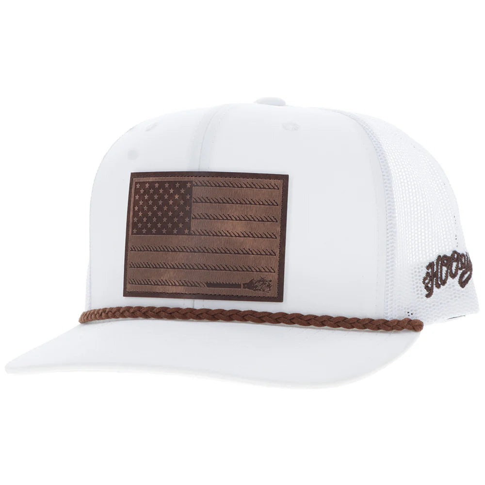 Hooey Ball Cap "Liberty Roper" White with Leather Patch