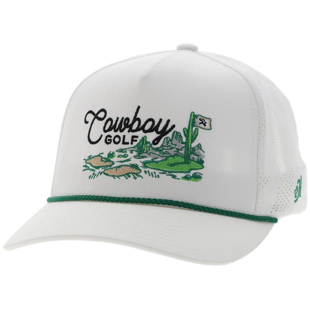 Hooey Ball Cap "Cowboy Golf" Hat White with Golf Course Landscape