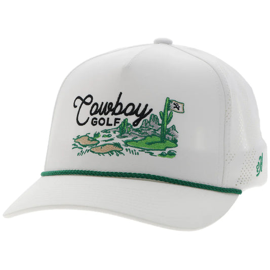 Hooey Ball Cap "Cowboy Golf" Hat White with Golf Course Landscape