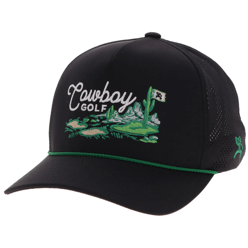Hooey Ball Cap "Cowboy Golf" Black with Golf Course Landscape