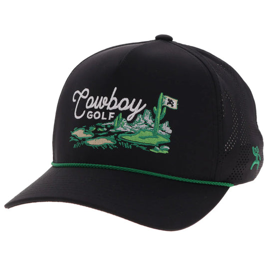 Hooey Ball Cap "Cowboy Golf" Black with Golf Course Landscape