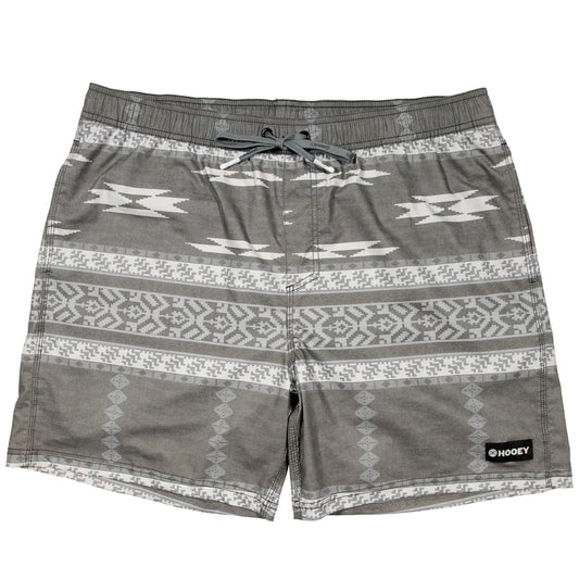 Hooey Men's Board Shorts "Big Wake" Grey & Charcoal Aztec Pattern