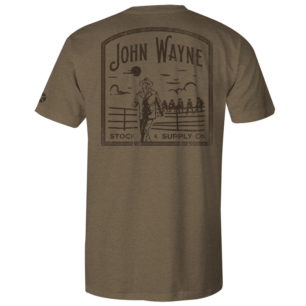 Hooey John Wayne Men's Light Brown T-Shirt with John Wayne Image on Back