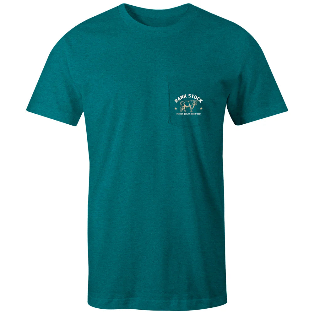 Hooey Charbray Men's Teal Heather T-Shirt with White & Tan Logo on Back