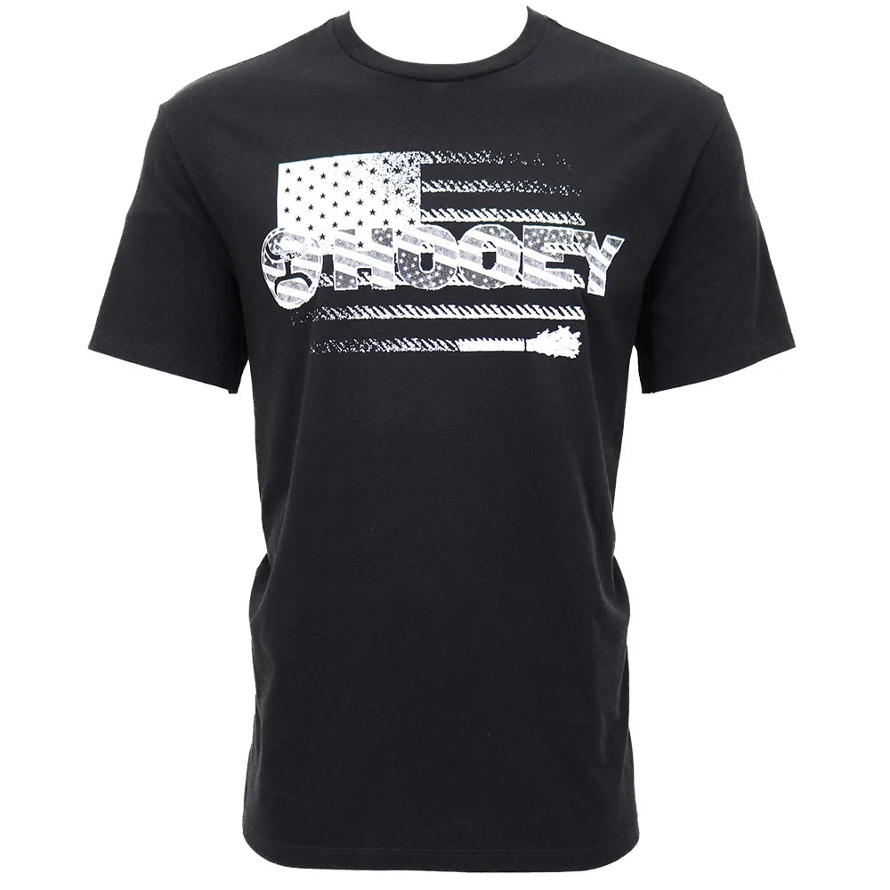 Hooey Men's "Ol' Glory" Black with Black and White Flag Logo T-shirt