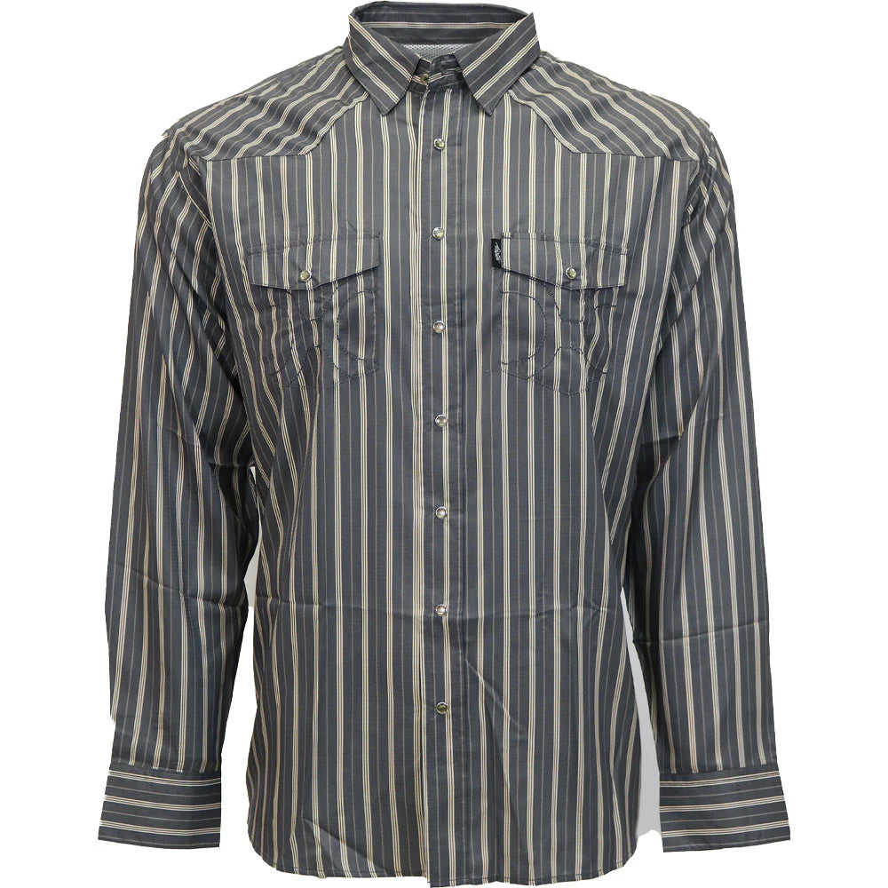 Hooey Men's "Sol" Grey Pin Stripe Long Sleeve Pearl Snap Shirt
